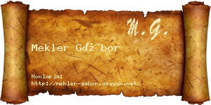 Mekler Gábor névjegykártya